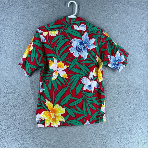 Surf Line Hawaii Shirt Mens M Red Hawaiian Floral Short Sleeve Button‎ Vintage - Picture 8 of 12
